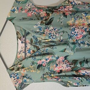 Lauren Conrad | Green Floral Sleeveless Maxi Dress Size Large